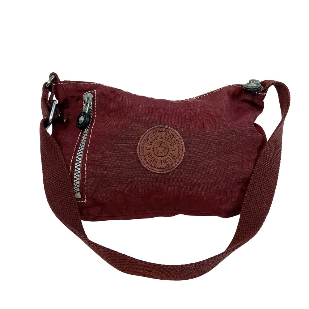 Vintage 90s Y2K Kipling Tash Shoulder‎ Bag Burgundy Nylon Crossbody HB3669 READ
